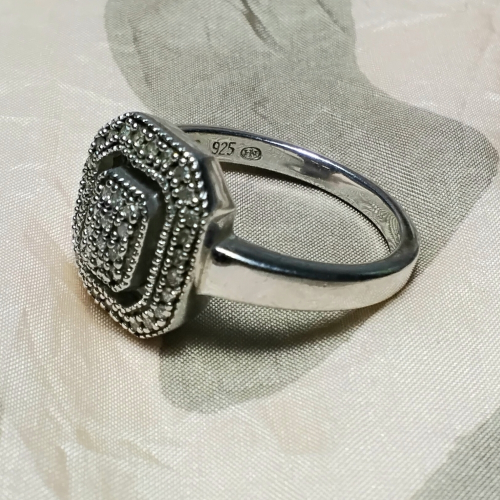 925 Silver Marcasite Ring Sz 9-1/2 - Picture 2 of 6